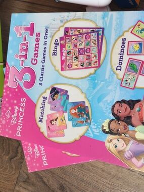 Disney Princess 3-in-1 Games Set - Pink & Light Blue